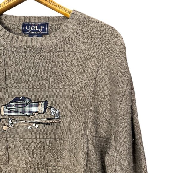 Vintage Northern Golf Elements Sweater Retro 90s Grandpa Knit - Picture 4 of 6